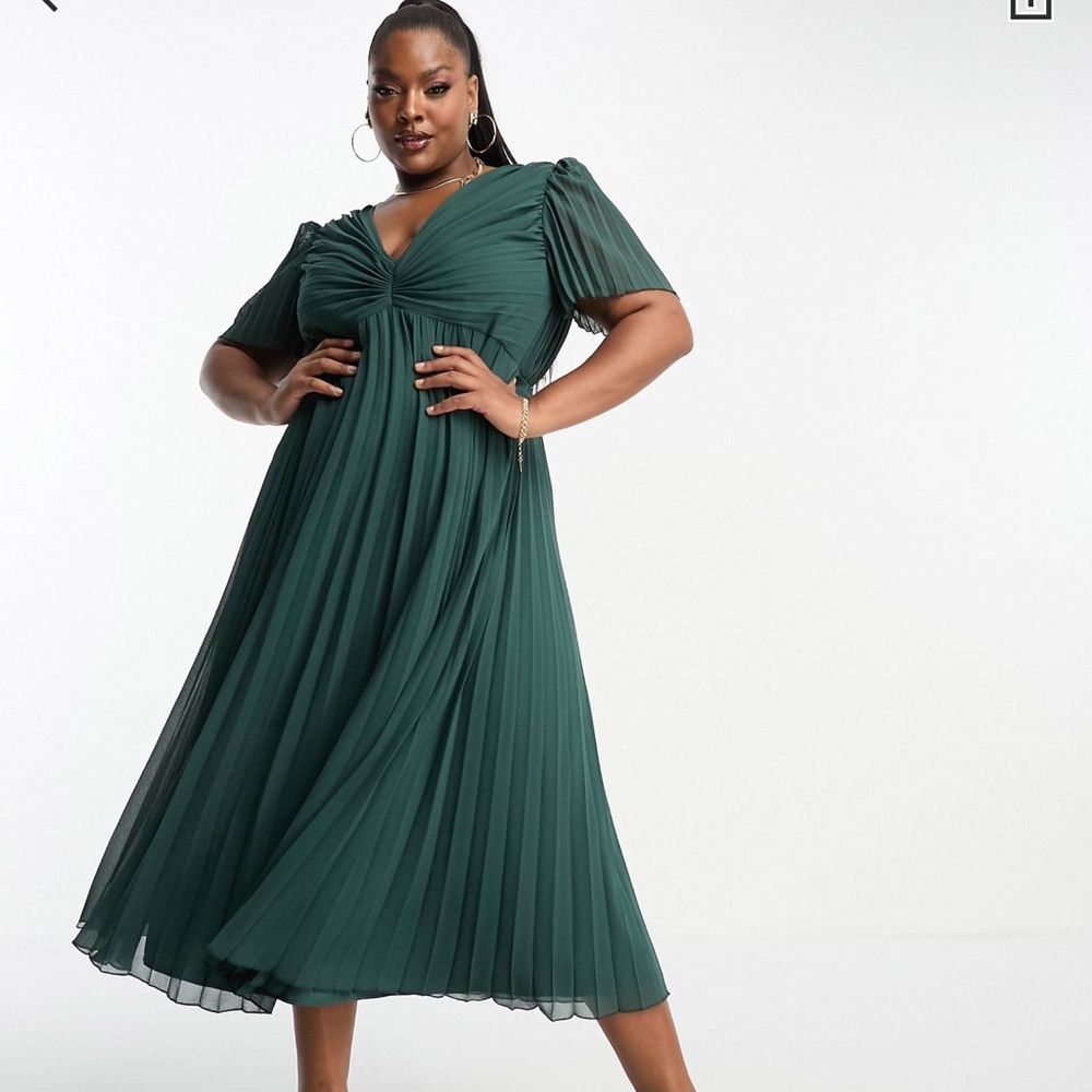 Asos Design Curve Pleated Bodice Flutter Sleeve P… - image 1